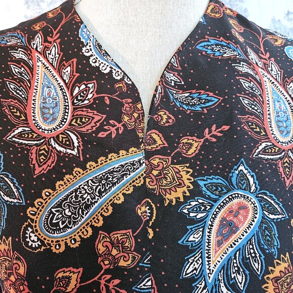 Caftan Blue Black Floral Paisley S to Plus New - Picture 5 of 10